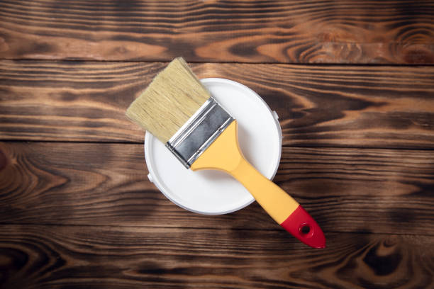istock brush on the paint bowl 1307002780