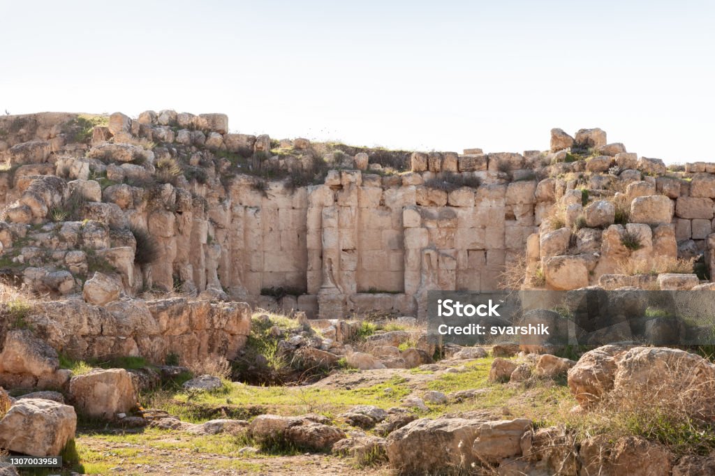 The ruins  of the outer part of the palace of King Herod - Herodion,in the Judean Desert, in Israel The ruins of the outer part of the palace of King Herod - Herodion,in the Judean Desert, in Israel Jerusalem Stock Photo