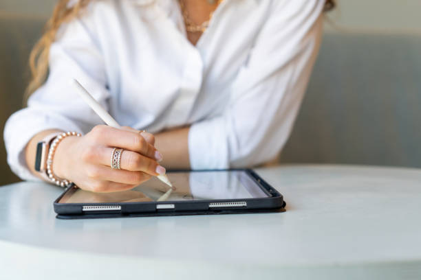 istock Close up of Graphic designer working on her table 1307007282