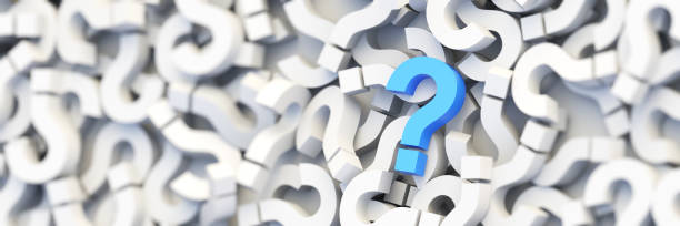 istock Blue question mark on a background of white signs, FAQ Concept 1307008364