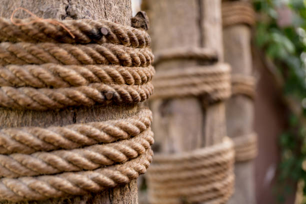 istock Bamboo poles tied by a thick rope 1307008726