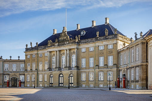 Fredensborg, Denmark - March 24, 2022: Fredensborg Palace in Denmark. Danish Royal Family's spring and autumn residence