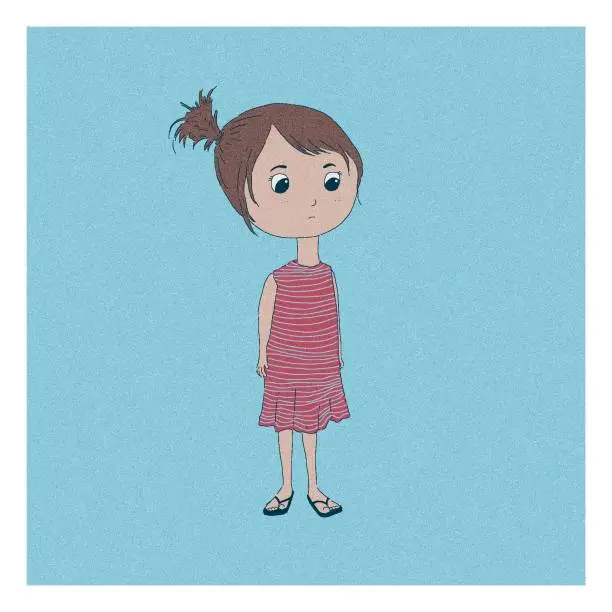 Vector illustration of Little Girl Staring