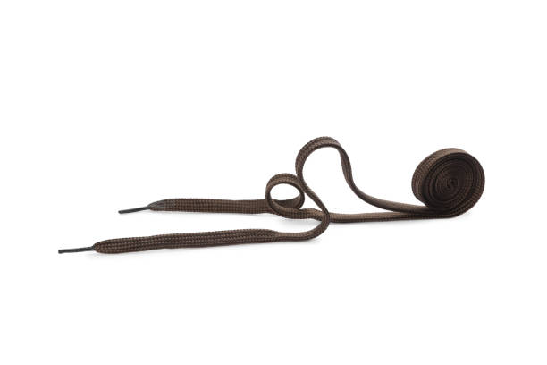 Dark brown shoe lace isolated on white