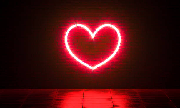 istock Brick background Like icon neon concept with heart. 3D Rendering 1307017022