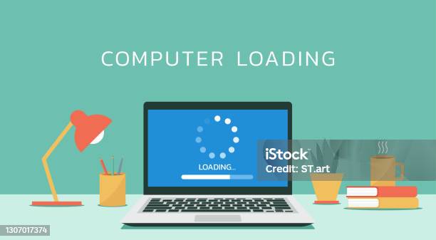 Loading Signal On A Computer Computer Loading Process Concept Stock Illustration - Download Image ...