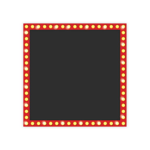 Retro frame with light bulb. Vintage empty frame template on white background. Retro frame with light bulb. Vintage empty frame template on white background. Vector illustration. theatre mirror stock illustrations