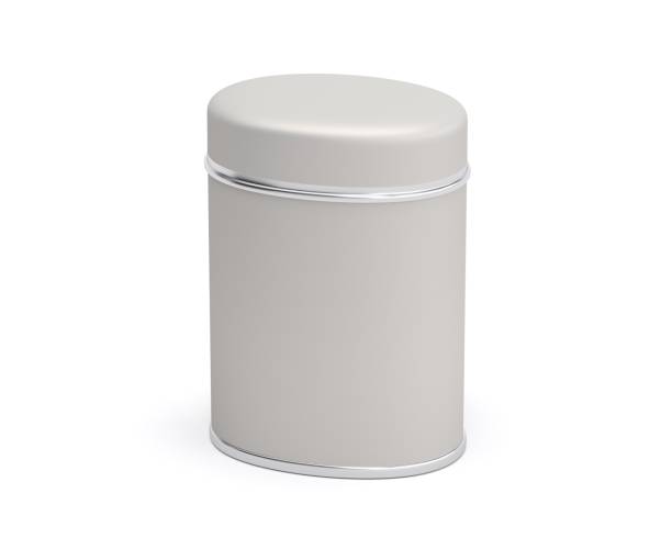 istock Blank tall tin box food bulk products container for packaging design mock up. 3d render 1307018086