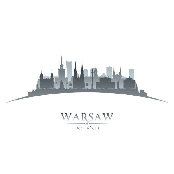 warszawa polska sylwetka panoramy miasta - warszawa stock illustrations