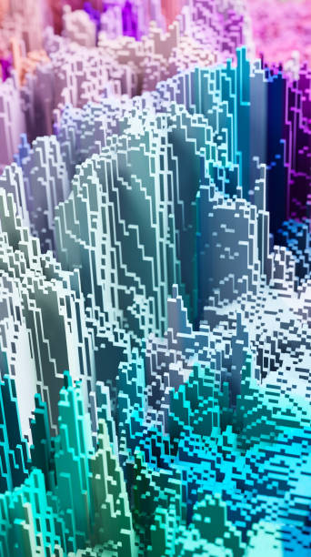istock Sci - Fi, Voxel colourful abstract background Business  and technology concept. Illuminated cubes 3D render. Business  and technology concept background 1307024934