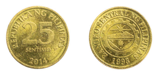 istock Philippines twenty five sentimo coin on white isolated background 1307027437