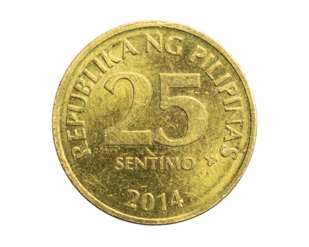 istock Philippines twenty five sentimo coin on white isolated background 1307027452