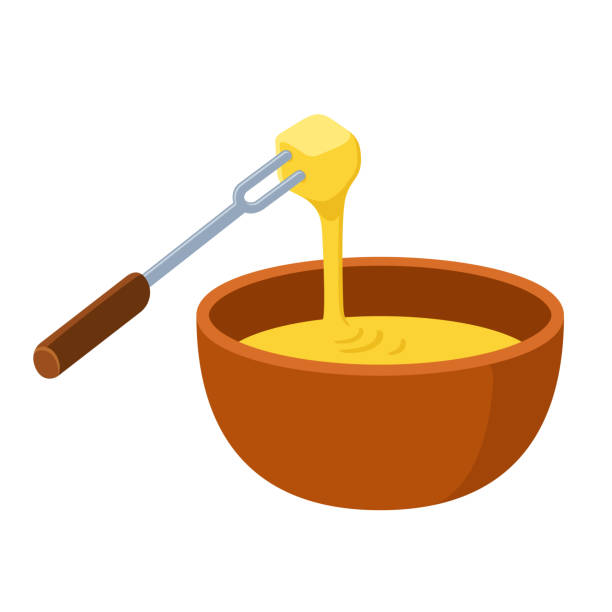 illustrations, cliparts, dessins animés et icônes de illustration de fondue de fromage - fondue fork