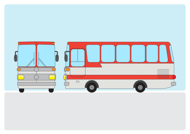 illustrations, cliparts, dessins animés et icônes de bus blanc orange - car motor vehicle model land vehicle
