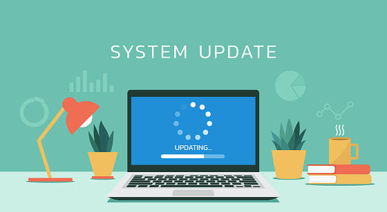 Computer Project User Manual On Loading Process System Software Updating Or Loading Process Concept On Laptop Stock ...