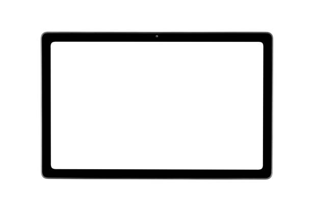 istock Tablet laptop computer PC with blank screen mock up isolated on white background. Tablet isolated screen with clipping path. PC computer white screen with copy space. Empty space for text. 1307036487