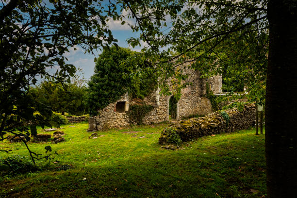 Remains of St Mary's Church in Little Chart near Ashford, Kent. The church was bombed during WW2 stock photo