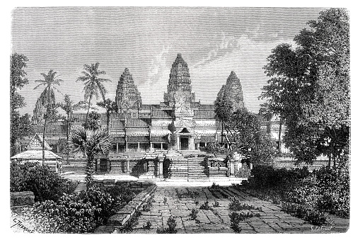 Angkor Wat in Cambodia 1871
Original edition from my own archives
Source : Tour du monde 1871
Drawing : E. Therond after M. Gsell - Hildibrand
