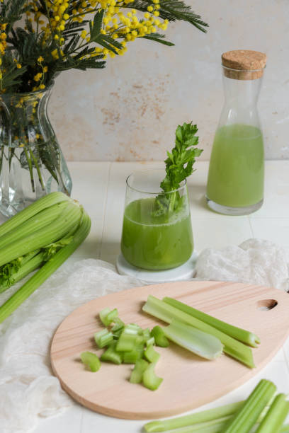 istock Fresh Pressed green Celery Juice for healthy detoxing 1307040656
