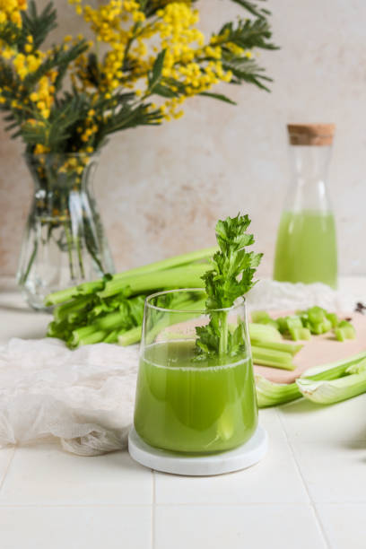 istock Fresh Pressed green Celery Juice for healthy detoxing 1307041310