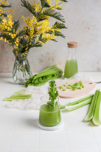 istock Fresh Pressed green Celery Juice for healthy detoxing 1307041528