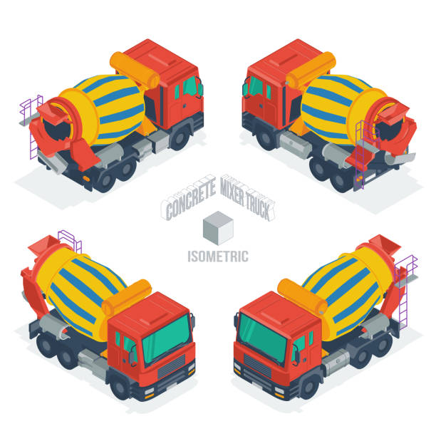 Mixer truck. Isometric vector illustration in flat style on a white background. vector art illustration