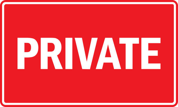 Private sign. Door signs and symbols. Private sign. White on red background. Door signs and symbols. military private stock illustrations