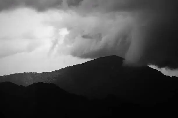Black and white mountain clouds