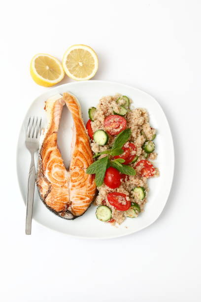 istock gourmet seafood salad on a plate 1307048073