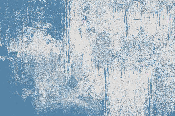 고민, 질감과 스테인드 벽 배경 - stucco blue wall backgrounds stock illustrations