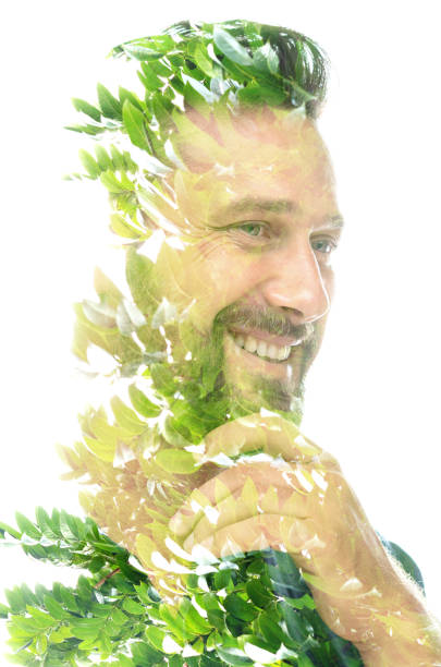 istock A double exposure shiny portrait of a smiling man 1307056639