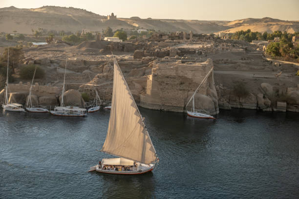 istock Feluccas on the Nile river in Aswan, sunset 1307057615
