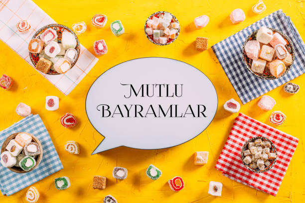 istock Mutlu Bayramlar Text and Turkish Delights 1307061066