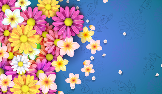 Hello Spring Background, flowers illustration