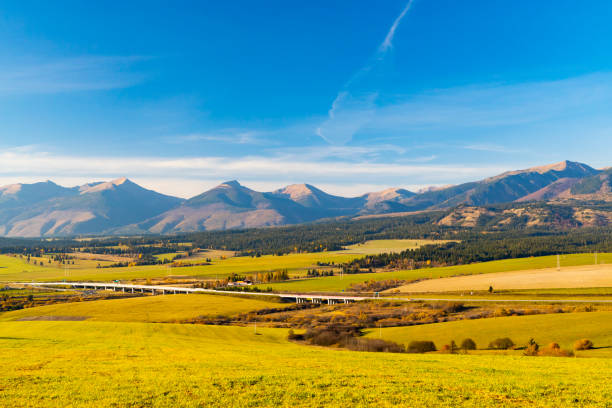 highway under high Tatras in Slovakia