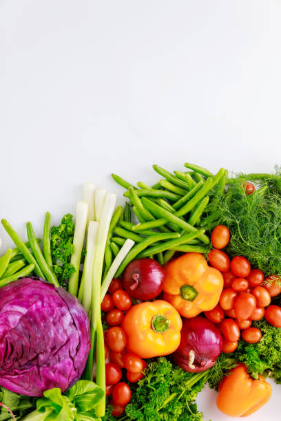istock Fresh healthy colorful vegetable on white background. 1307070749