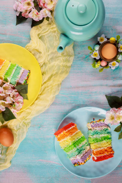 istock Beautiful Easter cakes with eggs and flowers. 1307070760