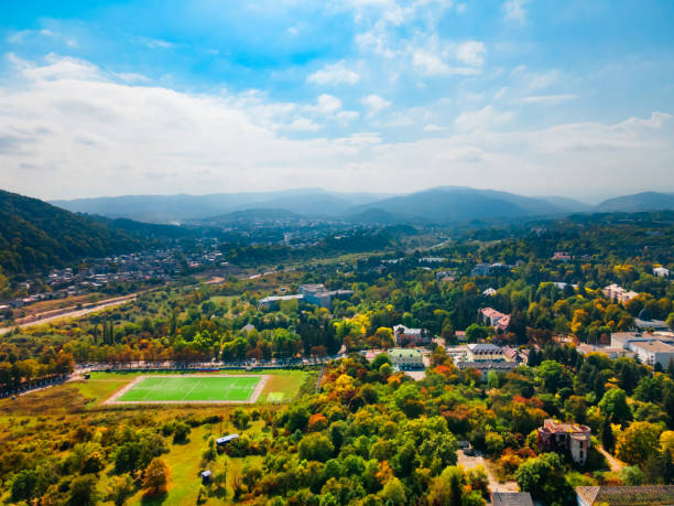 istock Nalchik city aerial panoramic view, Russia 1307075010