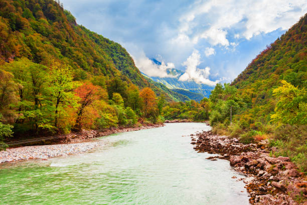istock Bzyb river, caucasus mountains landscape, Abkhazia 1307077301