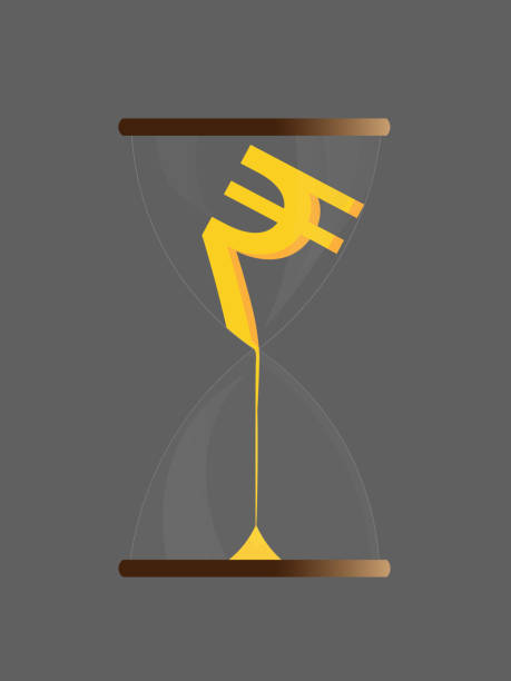 Rupee in hourglass vector art illustration
