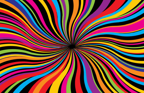 Vibrant Psychedelic Background Vector illustration of a vibrant colored twisting psychedelic backgound. substance intoxication stock illustrations