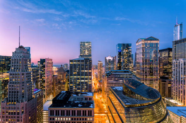 istock Chicago Cityscape at Dusk - Aerial View 1307084122