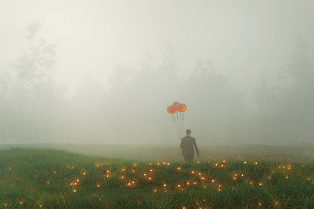 istock Businessman walking in mysterious forest 1307086644