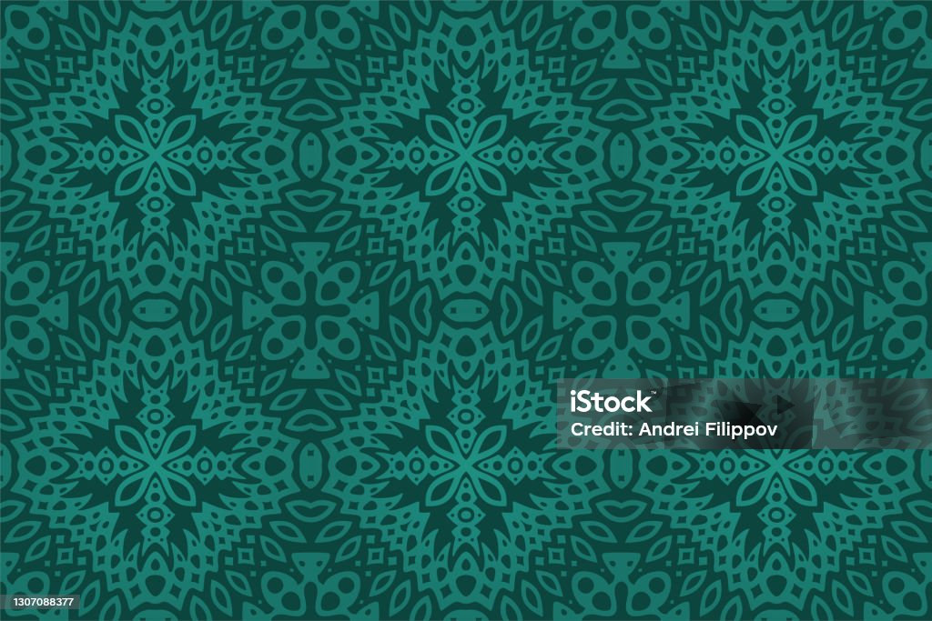 Emerald Color Pattern Emerald Color Art With Eastern Seamless Pattern Stock Illustration ...