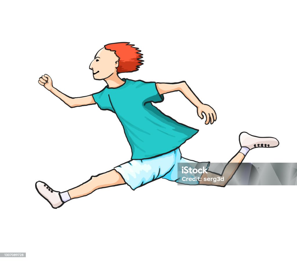 Red Runner Animation Happy Runner With Red Hair On White Background Stock Illustration ...