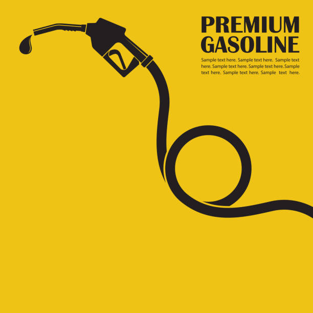 gas station poster gasoline fuel pump nozzle poster isolated on yellow background gasoline stock illustrations