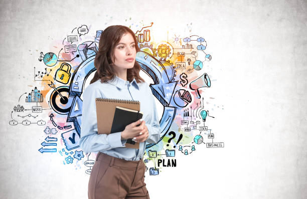 istock Woman with notebook and her business goal 1307093835