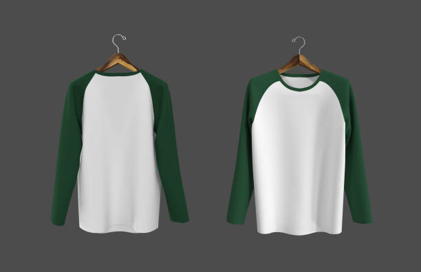 istock Long sleeve raglan t-shirt mockup in front and back views 1307094669
