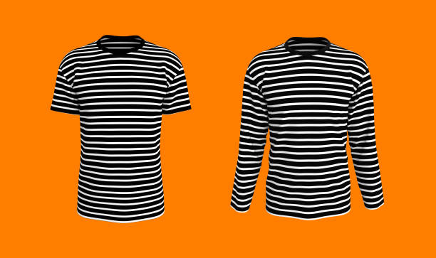 istock Men's striped t-shirt mockup in front view 1307094835