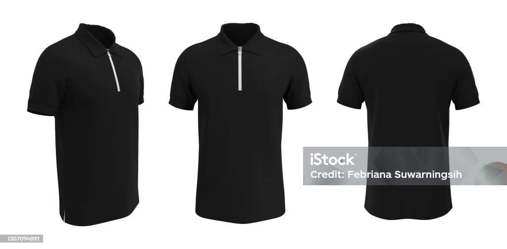 Blank Collared Shirt Mockup In Front Side And Back Views Stock Photo ...